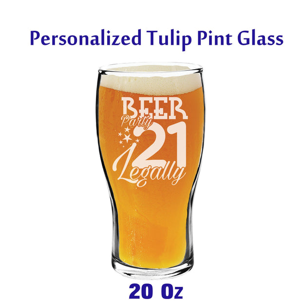Personalized Tulip Pint Beer Glass