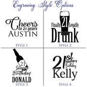 Personalized 21st Birthday Pilsner Glass Beer Glass