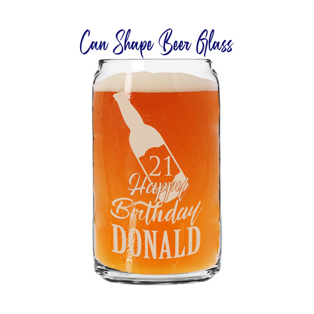 Personalized 21st Birthday Pilsner Glass Beer Glass