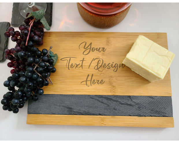 Personalized Bamboo Cheese Board with Slate