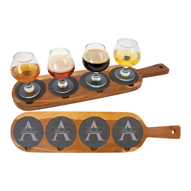 Handmade Wooden Custom Beer Glass Flight Serving Tray