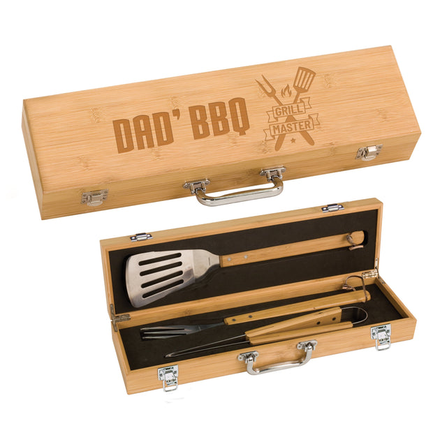 Custom Monogrammed Bamboo Wood BBQ Utensils Set