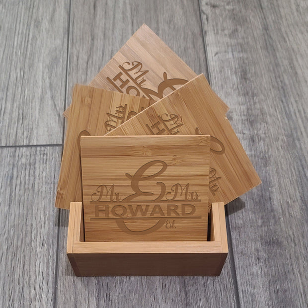 Set of 4 Custom Wooden Square Coasters