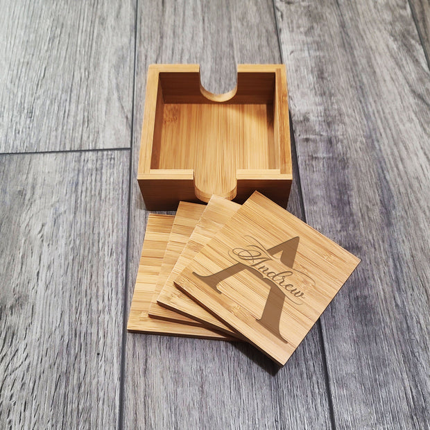 Set of 4 Custom Wooden Square Coasters