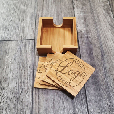 Set of 4 Custom Wooden Square Coasters