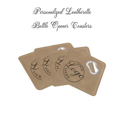 Personalized Leatherette Bottle Opener Coaster