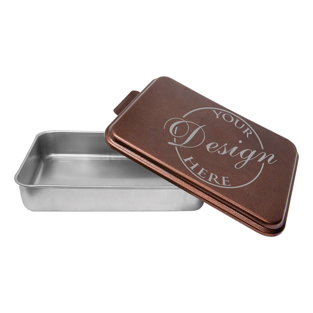 custom engraved cake baking pan with copper color lid